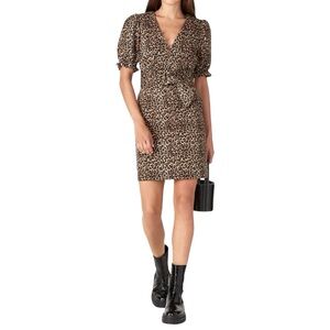 Marissa Webb Leopard Print Cotton Mini Dress